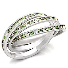 Alamode High-Polished 925 Sterling Silver Ring with Top Grade Crystal in Peridot - Flyclothing LLC