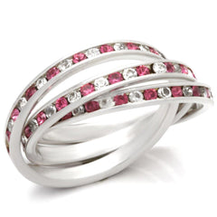 Alamode High-Polished 925 Sterling Silver Ring with Top Grade Crystal in Rose - Flyclothing LLC