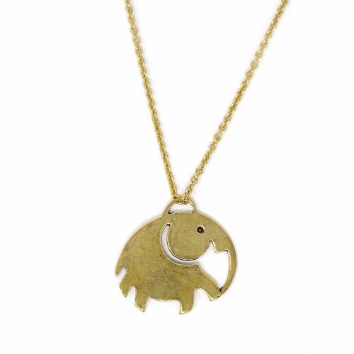 Elephant Pendant Brass Necklace - Flyclothing LLC