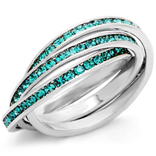 Alamode High-Polished 925 Sterling Silver Ring with Top Grade Crystal in Emerald - Flyclothing LLC