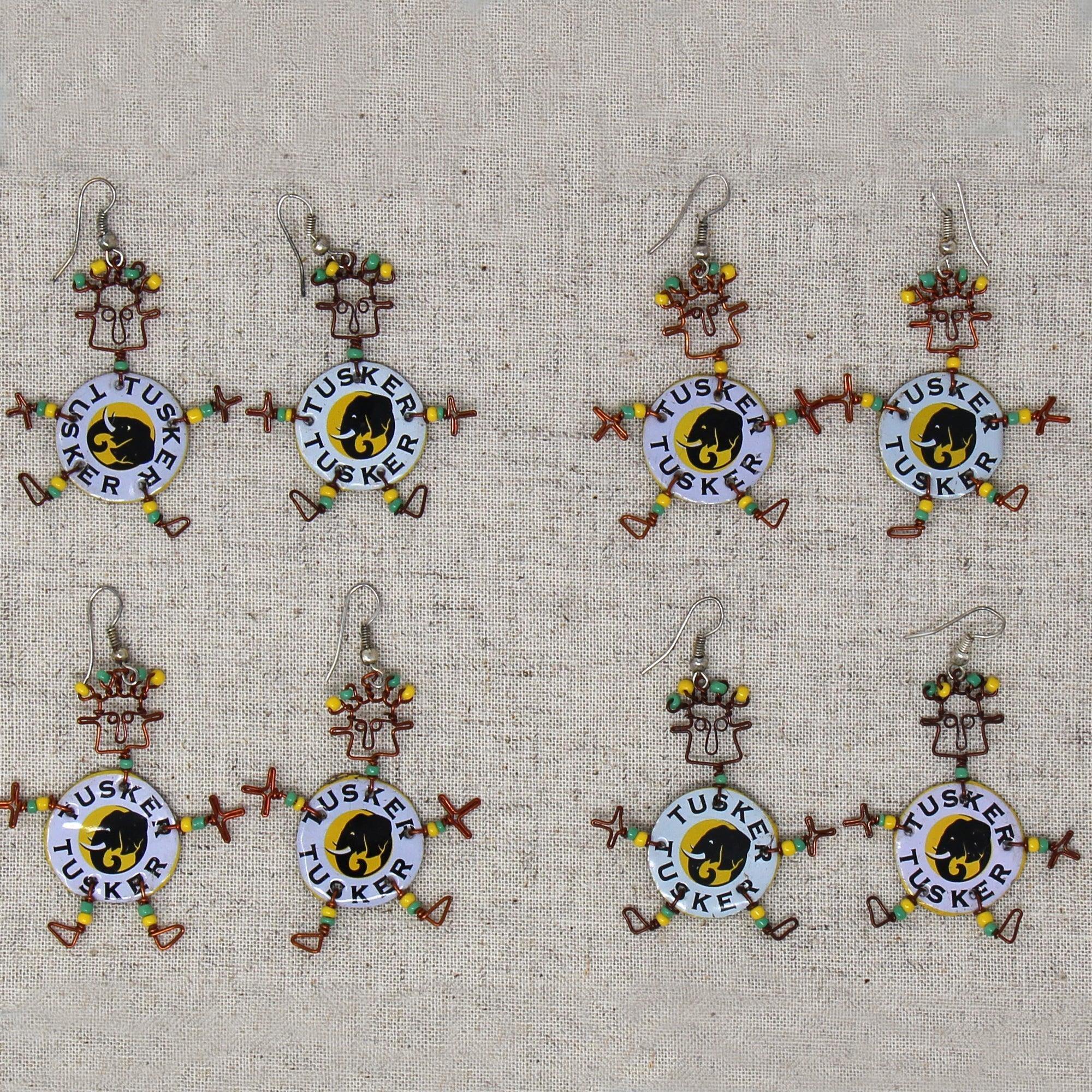 Recycled Tusker Bottle Cap Dancing Girl Earrings - Creative Alternatives - Creative Alternatives