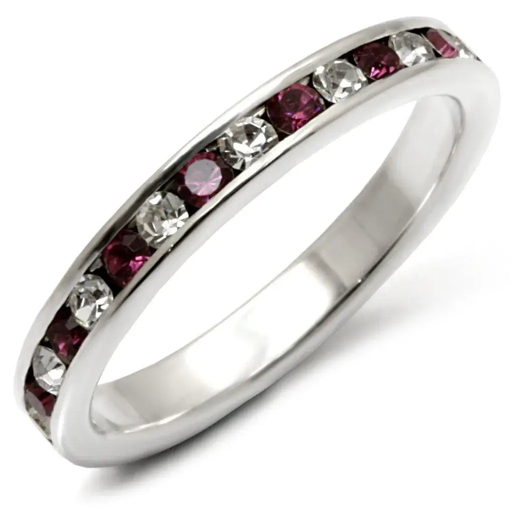 Alamode High-Polished 925 Sterling Silver Ring with Top Grade Crystal in Amethyst - Alamode - Flyclothing LLC
