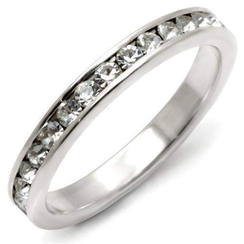 Alamode High-Polished 925 Sterling Silver Ring with Top Grade Crystal in Clear - Alamode - Flyclothing LLC