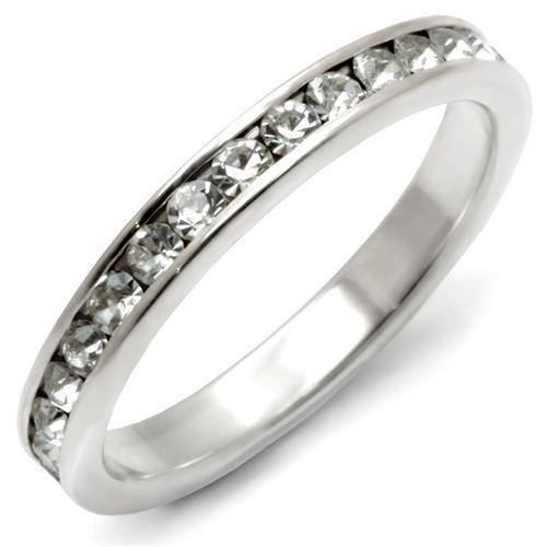 Alamode High-Polished 925 Sterling Silver Ring with Top Grade Crystal in Clear - Alamode