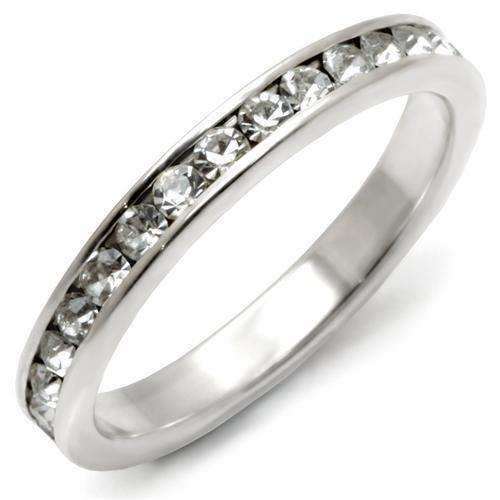 Alamode High-Polished 925 Sterling Silver Ring with Top Grade Crystal in Clear - Alamode - Flyclothing LLC