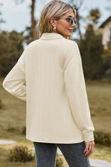 Half Button Dropped Shoulder Blouse - Trendsi - Flyclothing LLC