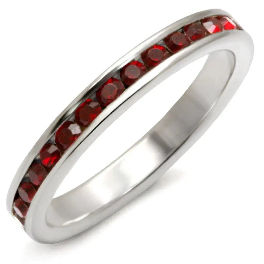 Alamode High-Polished 925 Sterling Silver Ring with Top Grade Crystal in Siam - Alamode - Flyclothing LLC