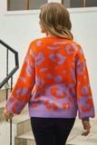 Leopard Round Neck Dropped Shoulder Sweater - Trendsi - Flyclothing LLC