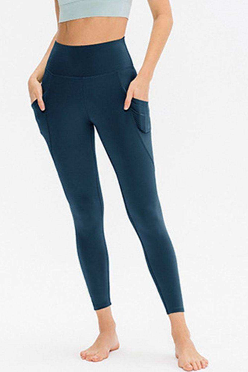 Slim Fit Long Active Leggings with Pockets - Trendsi - Flyclothing LLC