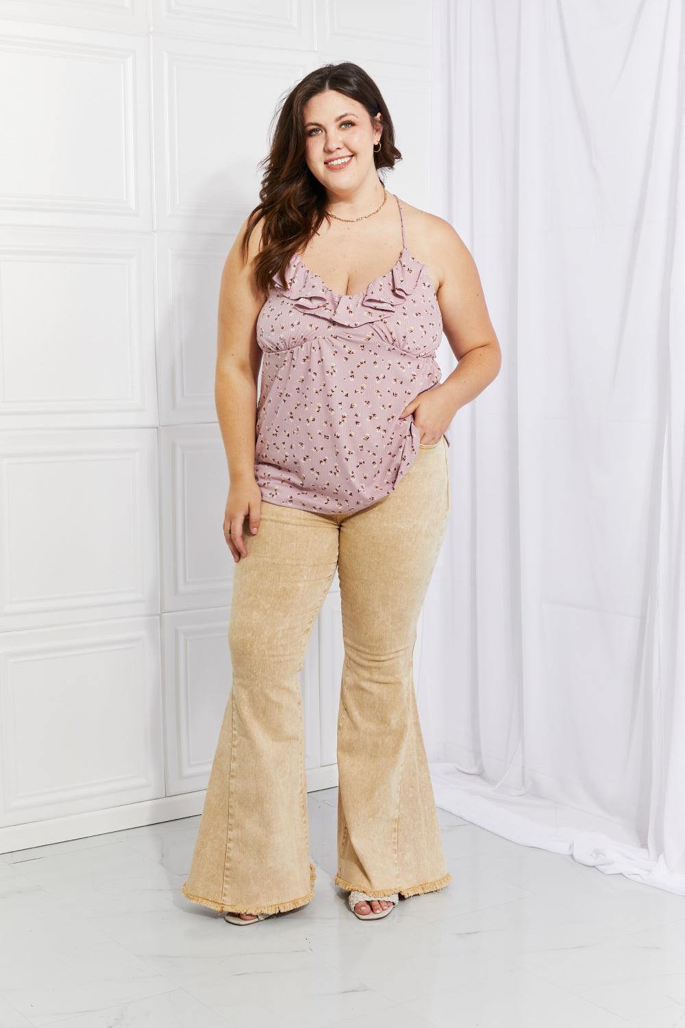 Culture Code Full Size Taste of Spring Ruffle Sleeveless Top - Trendsi