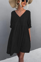 Tie Back Pocket Mini Dress - Trendsi - Flyclothing LLC