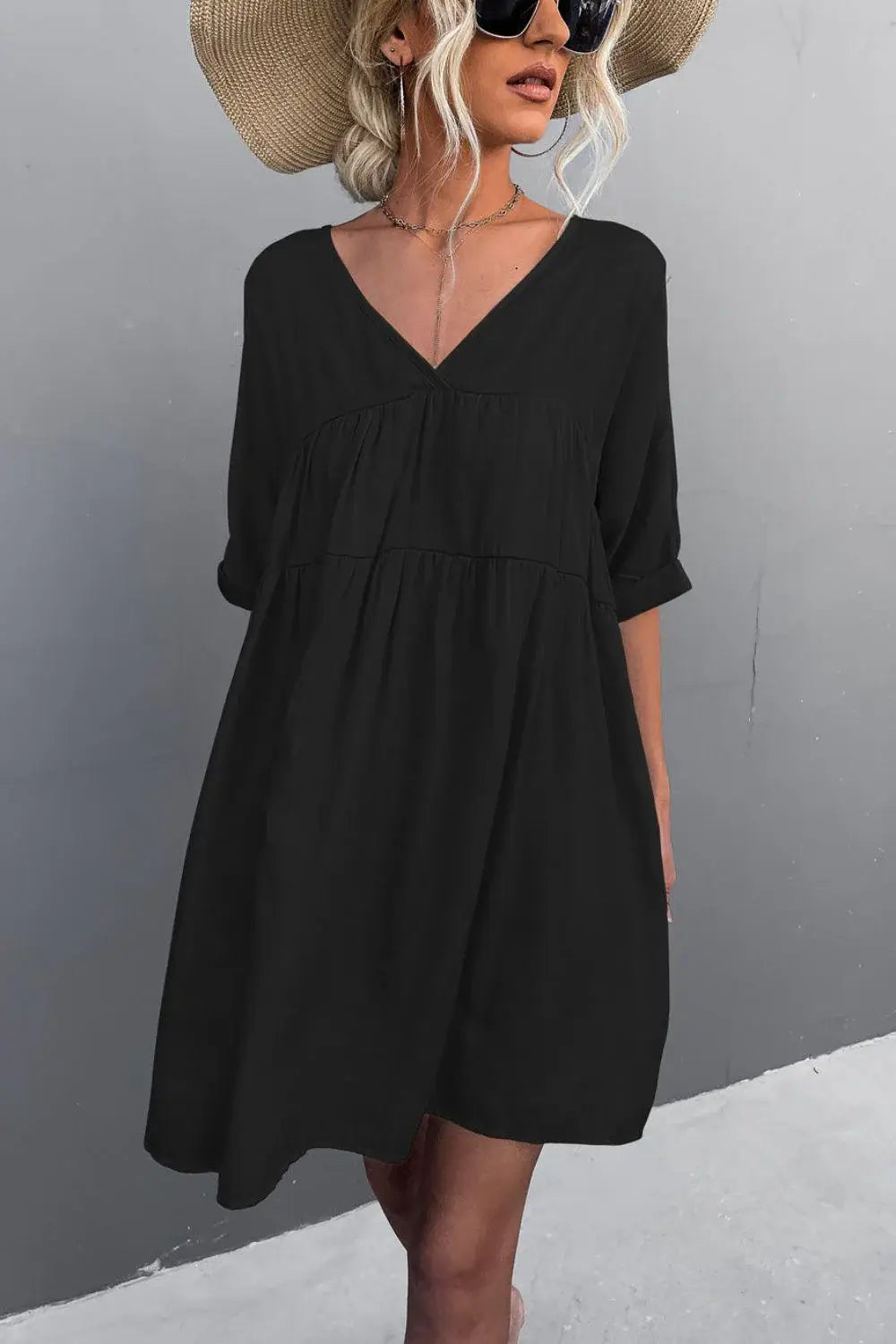 Tie Back Pocket Mini Dress - Trendsi - Flyclothing LLC