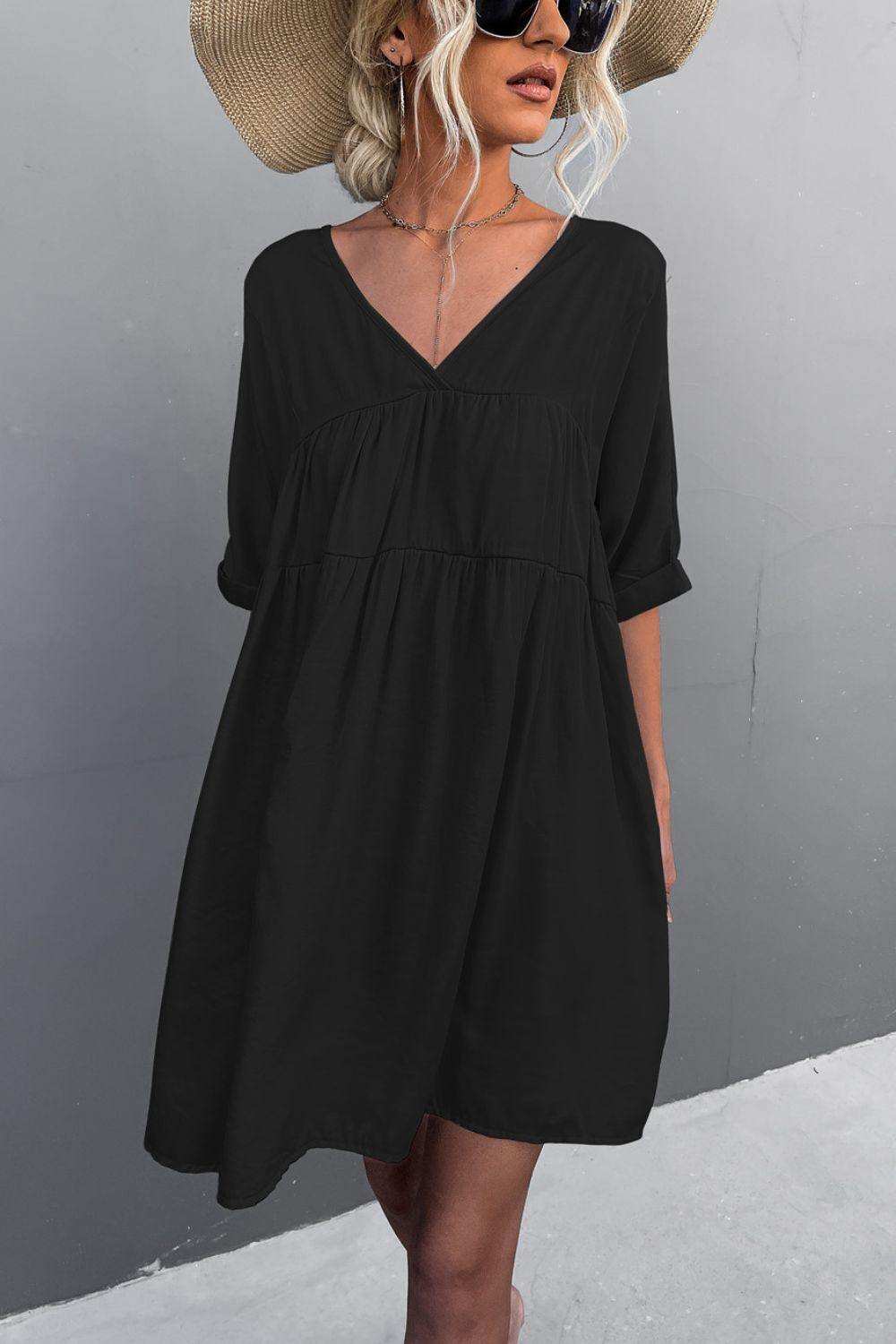 Tie Back Pocket Mini Dress - Trendsi - Flyclothing LLC