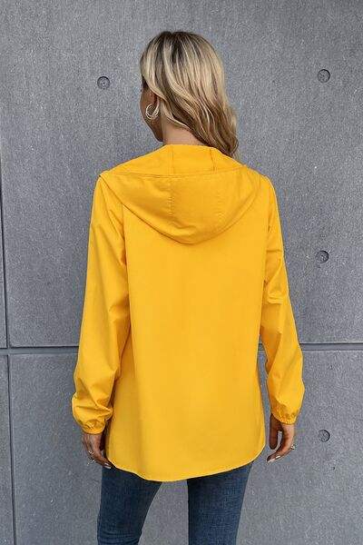 Zip Up Long Sleeve Hooded Watertight Jacket - Trendsi - Flyclothing LLC