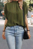 Swiss Dot Mock Neck Blouse - Trendsi - Flyclothing LLC