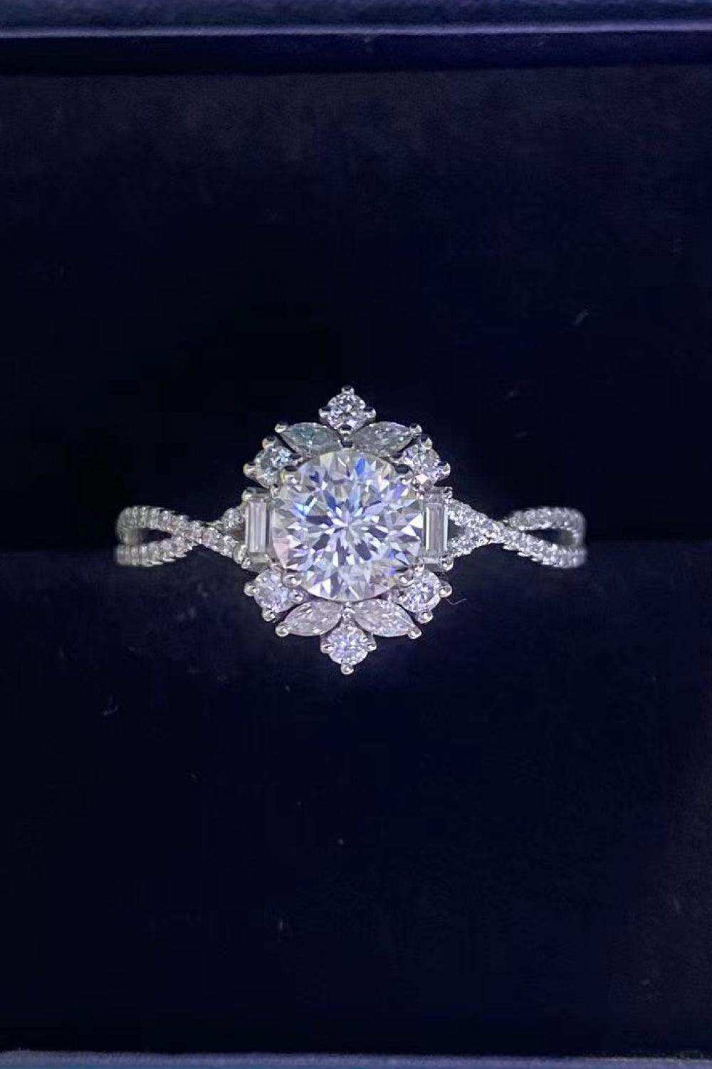 Floral 2 Carat Moissanite Crisscross Ring - Trendsi - Flyclothing LLC