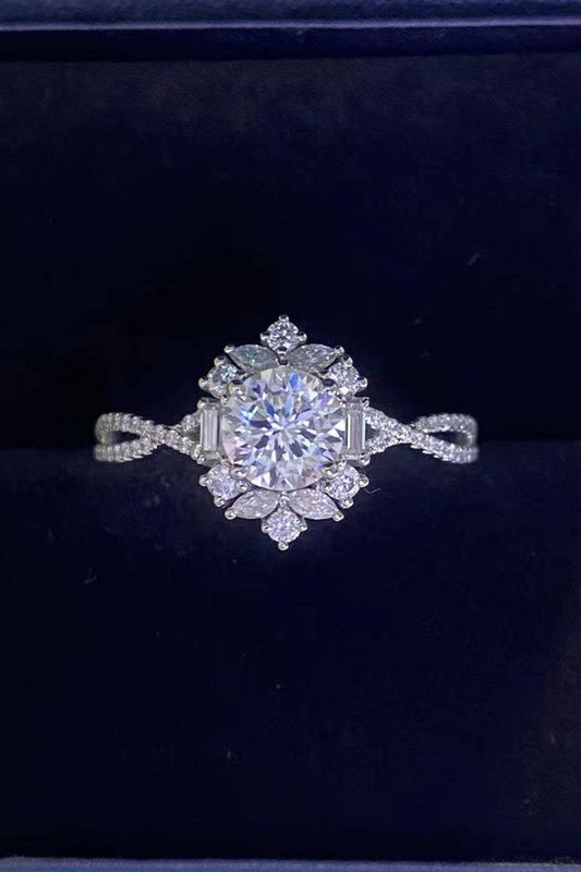 Floral 2 Carat Moissanite Crisscross Ring - Trendsi