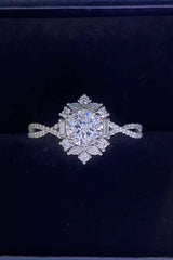 Floral 2 Carat Moissanite Crisscross Ring - Trendsi