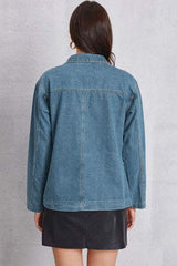 Pocketed Button Up Denim Jacket - Trendsi - Flyclothing LLC