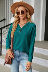 V-Neck Long Sleeve T-Shirt - Trendsi - Flyclothing LLC