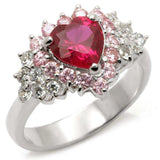 Alamode High-Polished 925 Sterling Silver Ring with Synthetic Garnet in Ruby - Alamode - Flyclothing LLC