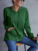 Drawstring Pocketed Dropped Shoulder Hoodie - Trendsi - Flyclothing LLC