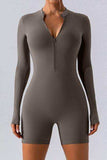 Half Zip Long Sleeve Active Romper - Trendsi - Flyclothing LLC