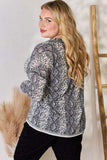Hailey & Co Full Size Snakeskin V-Neck Long Sleeve Top - Trendsi - Flyclothing LLC