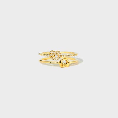 925 Sterling Silver Double-Layered Knot Ring - Trendsi