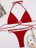 Halter Neck Crisscross Ribbed Bikini Set - Trendsi - Flyclothing LLC