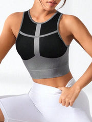 Color Block Round Neck Active Tank - Trendsi