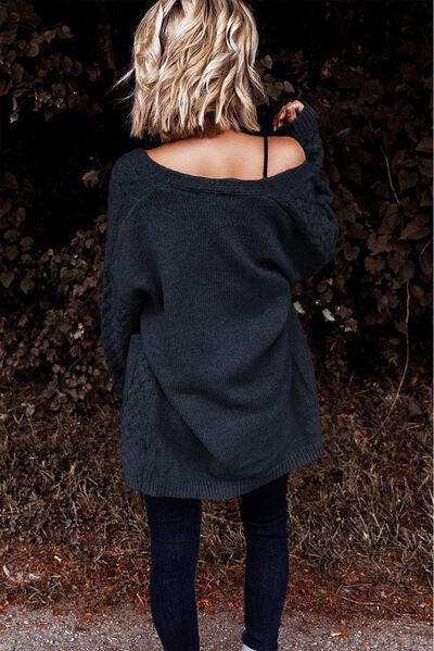 Open Front Dropped Shoulder Cardigan with Pockets - Trendsi - Flyclothing LLC