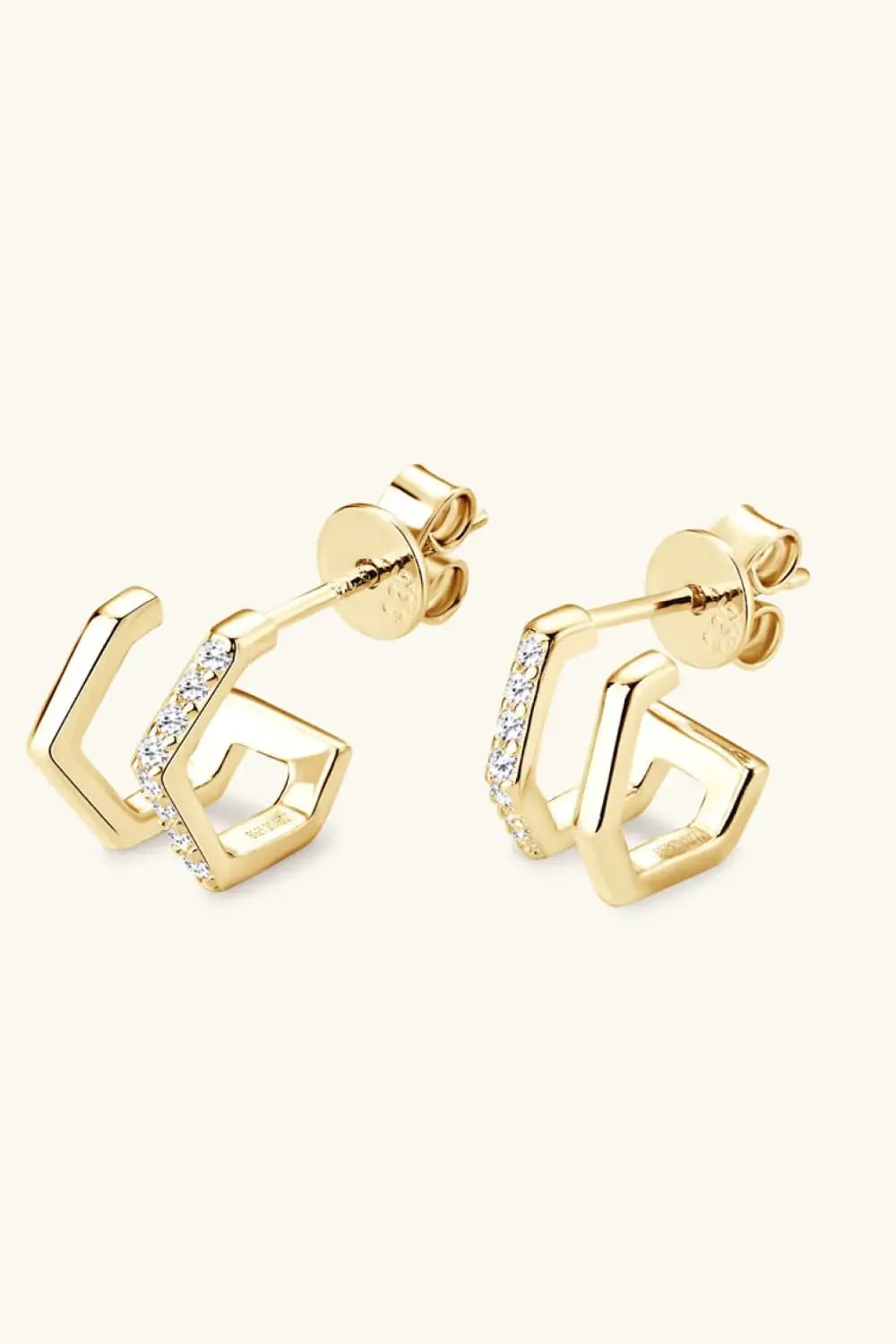 Moissanite 925 Sterling Silver Double-Layered Earrings - Trendsi - Flyclothing LLC