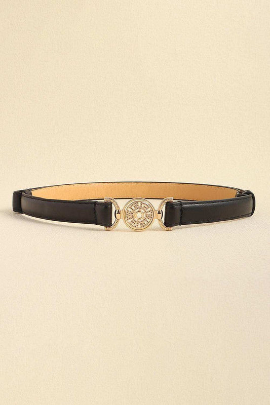 Rhinestone Decor PU Leather Belt - Trendsi - Flyclothing LLC