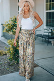 Printed Smocked Waist Wide Leg Pants - Trendsi