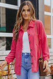 Waffle-knit Collared Neck Dropped Shoulder Shirt - Trendsi - Flyclothing LLC