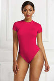 Round Neck Short Sleeve Bodysuit - Trendsi - Flyclothing LLC