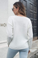 Cable-Knit V-Neck Sweater - Trendsi - Flyclothing LLC