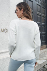 Cable-Knit V-Neck Sweater - Trendsi