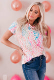 Leopard V-Neck Short Sleeve Tee Shirt - Trendsi - Flyclothing LLC