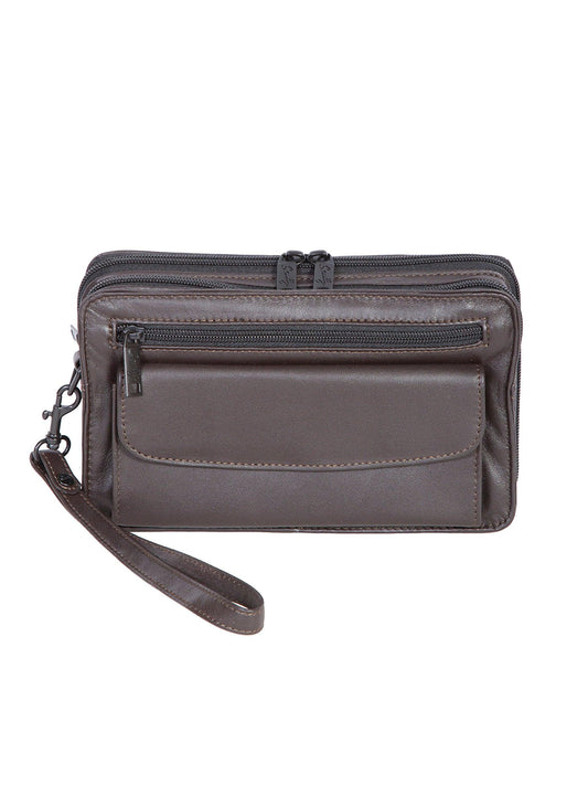 Scully CHOCOLATE MAN BAG W/WRIST STRAP - Scully Leather