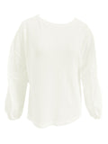 Openwork Dropped Shoulder Boat Neck Blouse - Trendsi