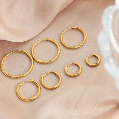 18K Gold-Plated Huggie Earrings - Trendsi - Flyclothing LLC