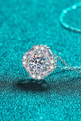 Geometric Moissanite Pendant Chain Necklace - Trendsi