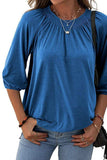 Gathered Detail Round Neck T-Shirt - Trendsi - Flyclothing LLC