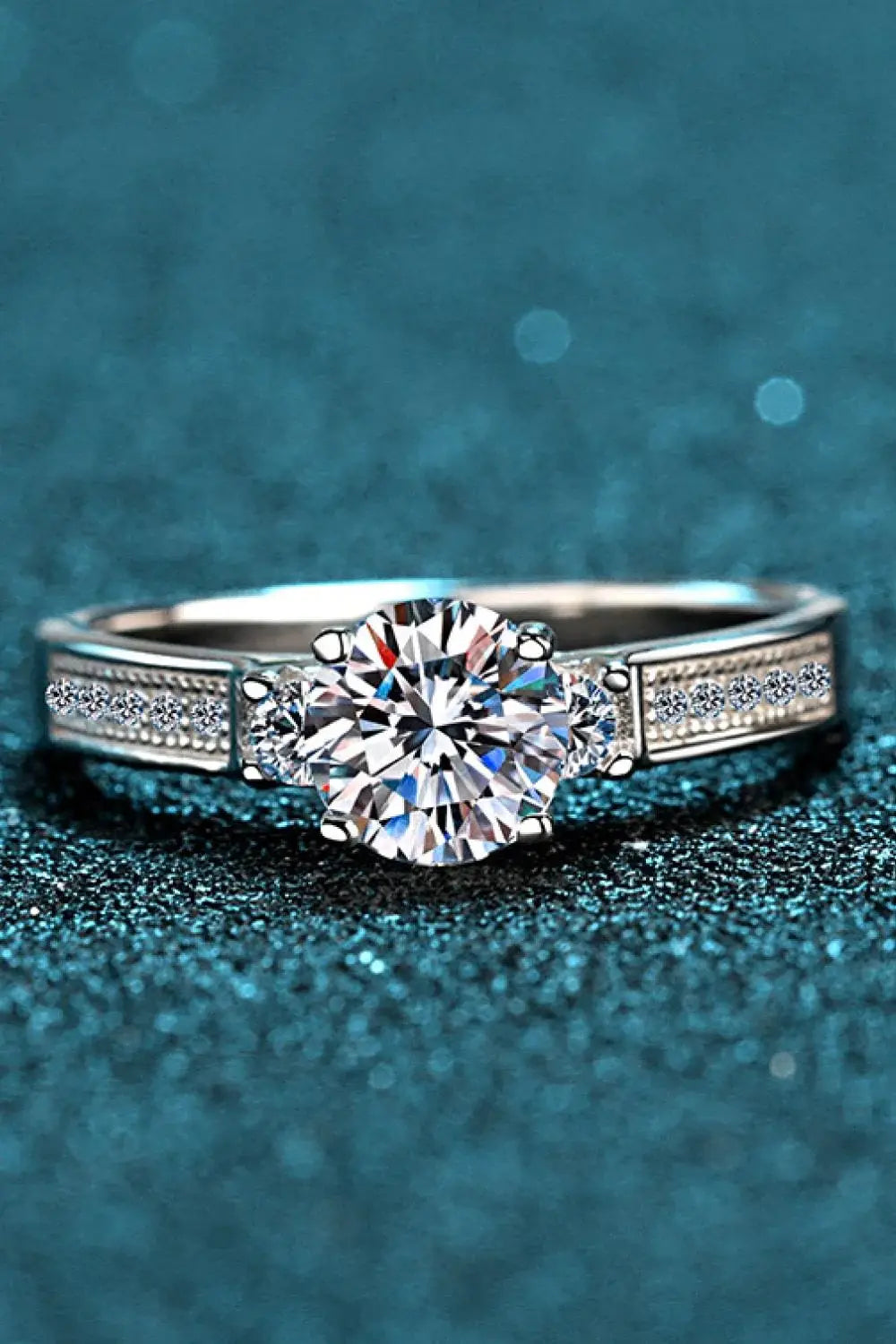 Lucky Charm Moissanite Rhodium-Plated Ring - Trendsi - Flyclothing LLC