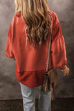 Notched Lantern Sleeve Dropped Shoulder Sweatshirt - Trendsi - Flyclothing LLC