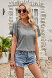 Spliced Lace Flutter Sleeve Top - Trendsi