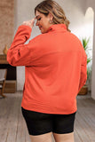 Plus Size Zip-Up Dropped Shoulder Sweatshirt - Trendsi
