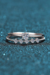 Moissanite 925 Sterling Silver Two-Piece Ring Set - Trendsi - Flyclothing LLC